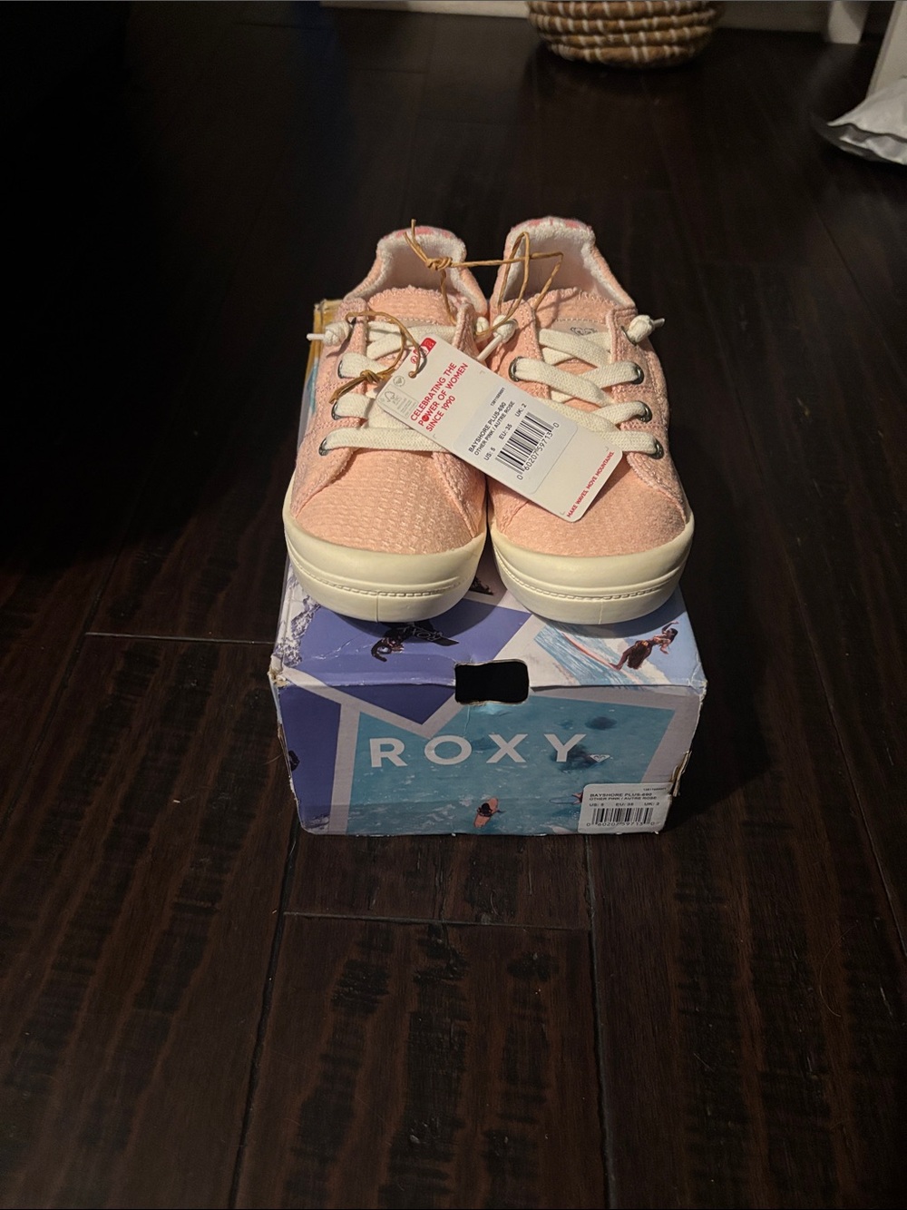 Roxy Pink Low-Top Canvas Lace-Up Sneakers with Cream Soles